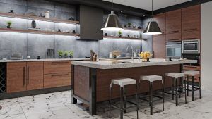 Dark toned kitchen cabinet