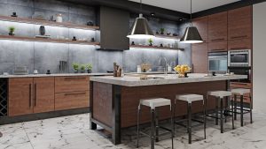 Dark toned kitchen cabinet