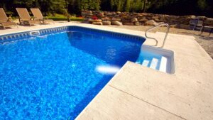 Backyard concrete pool
