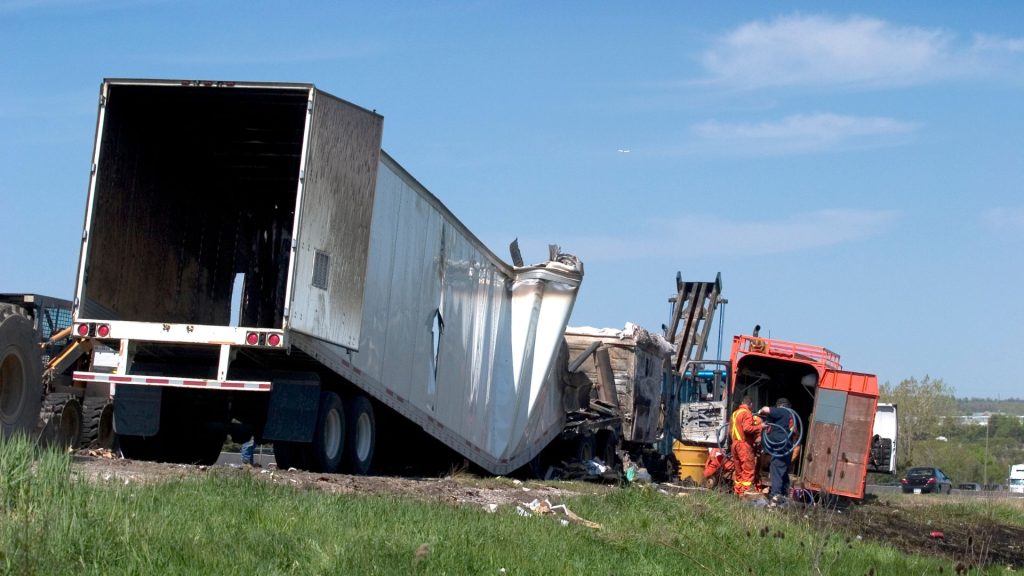 Truck collision in the highway