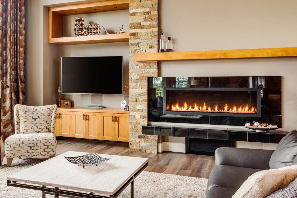 Living room with gas fireplace
