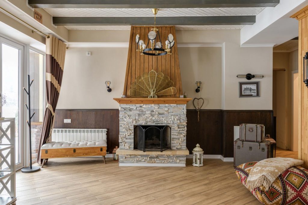 Room with a fireplace