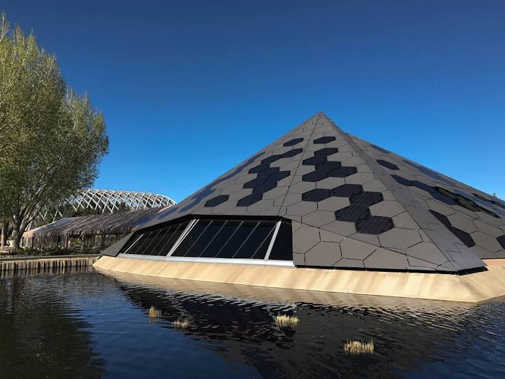a concrete structure with a pyramid-like structure