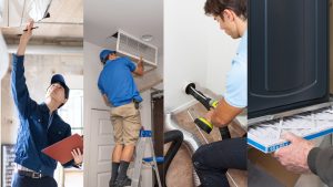 Professionals cleaning HV AC