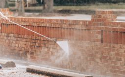 power washing brick fence