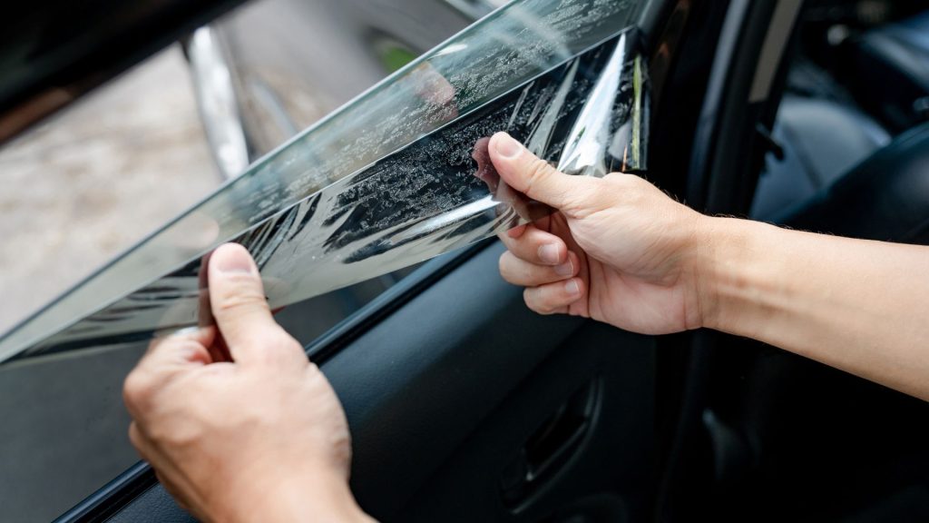 Car side window film removal and tinting installation