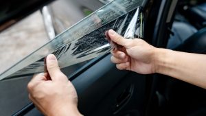 Car side window film removal and tinting installation